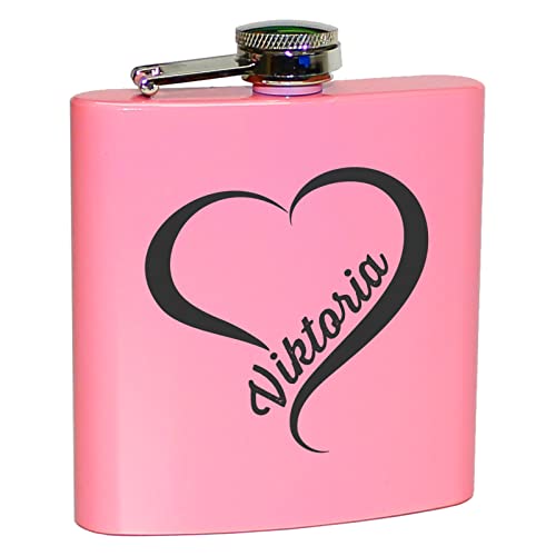 Flachmann Pink mit Herz & persönlicher Gravur Trauzeugin Geschenk Frauen Geschenkidee Freundin Liebe Rosa von Pixelstudio