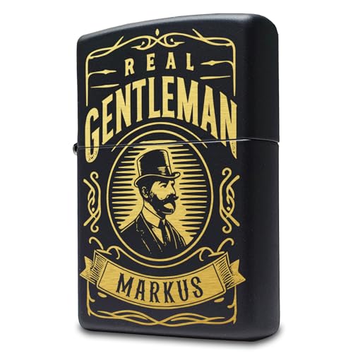 Gentleman Zippo Feuerzeug Retro mit personalisierter Gravur, Sturmfeuerzeug | Vintage Geschenk für Männer & Gentlemen von Pixelstudio