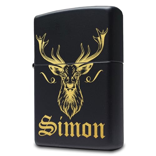 Hirsch Zippo Feuerzeug mit Gravur personalisiert | Männer Geschenke für Jäger & Jagd Nur Zippo (unbefüllt) von Pixelstudio