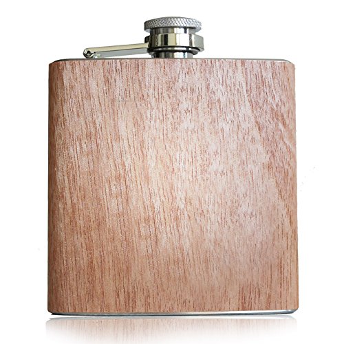 Holz Flachmann 6 oz - 177 ml | Originelle & hochwertige Taschenflasche für Alkohol von Pixelstudio