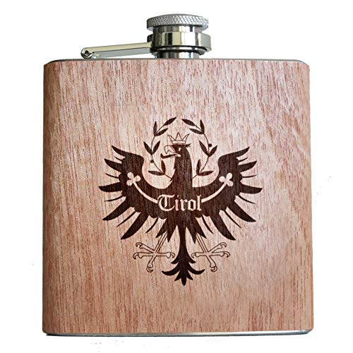 Tirol Holz Flachmann 6oz. Mit Tiroler Adler Gravur Geschenk Idee Freund Männer Frauen Jäger von Pixelstudio