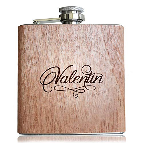 Holz Flachmann mit Gravur von eigenem Wunsch Namen! Persönliche Geschenk Idee für Männer Frauen Papa Mama Paar von Pixelstudio