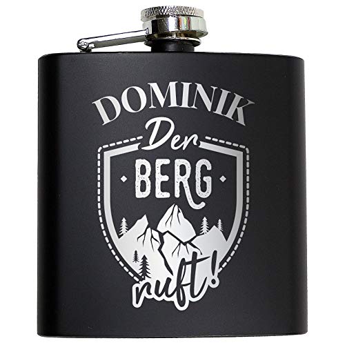 Pixelstudio Flachmann mit Gravur Der Berg Ruft und Name Geschenk Bergsteiger Wandern Ski Geschenkidee personalisiert von Pixelstudio