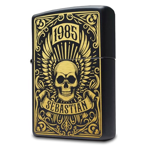 Totenkopf Zippo Feuerzeug mit personalisierter Gravur, Sturmfeuerzeug mit Totenkopf Zippo Geschenk für Männer von Pixelstudio