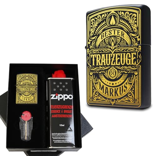 Trauzeuge Feuerzeug mit Gravur personalisierbar | Erstellt mit Zippo Feuerzeug. Trauzeugen Geschenk Mann von Pixelstudio