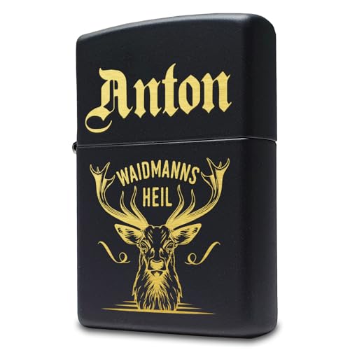 Waidmannsheil Zippo Feuerzeug Jäger mit Hirsch & Gravur personalisiert | Geschenkidee Jäger Geschenke Männer von Pixelstudio