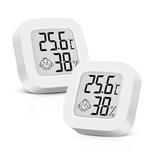 2PCS Thermometer innen Hygrometer luftfeuchtigkeitsmesser Digital Mini LCDThermometer Zimmerhygrometer Thermometer Niedliches Wandthermometer für Babyzimmer Seniorenzimmer Arbeitszimmer Weinkeller von Pixelure