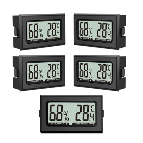 5PCS Pixelure Thermometer Hygrometer Luftfeuchtigkeitsmesser Mini Digital Temperatur Zimmerthermometer für Innen Gewächshäuser Gärten von Pixelure