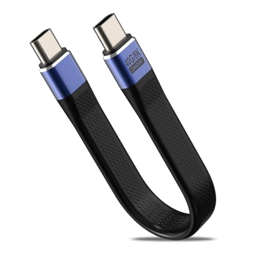 Pixelure 240W USB C auf USB C Kabel Kurze, 40Gbps USB4.0 Typ-C Kabel Kurz Ladekabel PD Schnellladung, Typ-C Kabel Flach Flexibel Daten 48V5A/8K@60Hz für SamsunS25 S24/Phone 15 16 von Pixelure