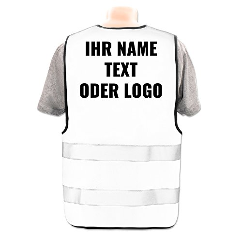 Hochwertige Warnweste direkt selber gestalten * eigener Aufdruck mit Text Logos Grafiken Designs, Position & Druckart:Rücken/Premium-Druck, Farbe & Größe:Weiß/Größe M/L Hochwertige Warnweste direkt selber gestalten * eigener Aufdruck mit Text Logos Grafiken Designs, Position & Druckart:Rücken/Premium-Druck, Farbe & Größe:Weiß/Größe M/L von PixiPrints.com