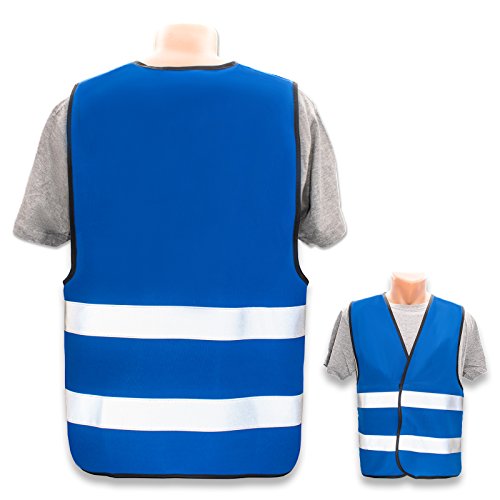 Warnweste selbst gestalten mit eigenem Aufdruck * Bedruckt mit Name Text Bild Logo Firma, Farbe & Größe:Blau/Größe XL/XXL, Position & Druckart:Ohne Druck (nur Weste) von PixiPrints.com