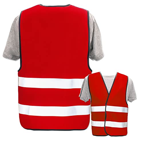 Warnweste selbst gestalten mit eigenem Aufdruck * Bedruckt mit Name Text Bild Logo Firma, Farbe & Größe:Rot/Größe 3XL/4XL, Position & Druckart:Ohne Druck (nur Weste) von PixiPrints.com