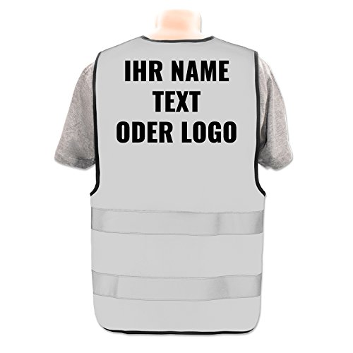 Warnweste selbst gestalten mit eigenem Aufdruck * Bedruckt mit Name Text Bild Logo Firma, Position & Druckart:Rücken/Standard-Druck, Farbe & Größe:Grau/Größe M/L Warnweste selbst gestalten mit eigenem Aufdruck * Bedruckt mit Name Text Bild Logo Firma, Position & Druckart:Rücken/Standard-Druck, Farbe & Größe:Grau/Größe M/L von PixiPrints.com
