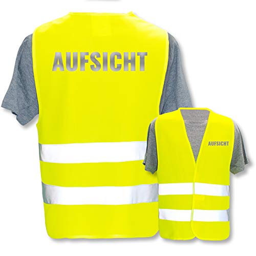 Bedruckte Marken-Warnwesten mit ISO-Leuchtstreifen * Standard- oder Reflex-Druck * Schule, Warnweste Begriffe Schule:Aufsicht (Reflektierend), Farbe + Größe:Gelb (XL/XXL) von PixiPrints