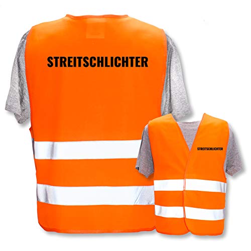 Bedruckte Marken-Warnwesten mit ISO-Leuchtstreifen * Standard- oder Reflex-Druck * Schule, Warnweste Begriffe Schule:Streitschlichter, Farbe + Größe:Orange (XS) von PixiPrints.com