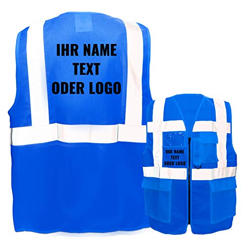 Warnweste mit Reißverschluss und Taschen * Druck auf Rücken + Front/Standard-Druck * Farbe & Größe: Blau/Größe M * Aufdruck selbst gestalten * Bedruckt mit Design Foto Text Logo Warnweste mit Reißverschluss und Taschen * Druck auf Rücken + Front/Standard-Druck * Farbe & Größe: Blau/Größe M * Aufdruck selbst gestalten * Bedruckt mit Design Foto Text Logo von PixiPrints.com