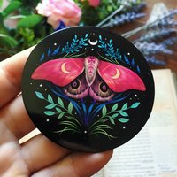 Große Magnet Durchmesser -7 cm - Pink Moth - Hexen von PixieColdArt