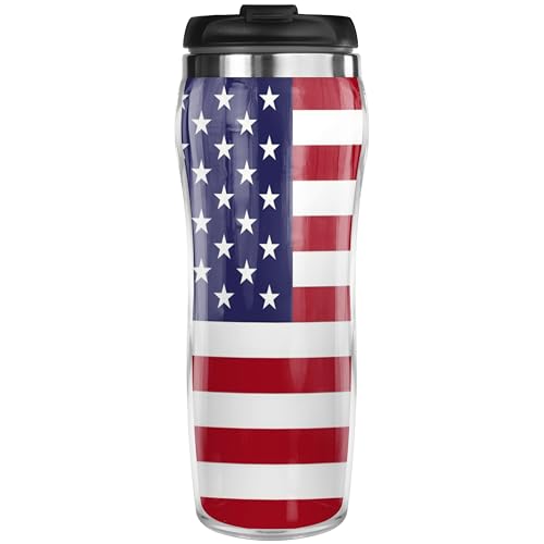 Pixly® Thermo-Reisebecher mit USA-Flagge, 400 ml Fassungsvermögen, amerikanische USA-Flagge von Pixly