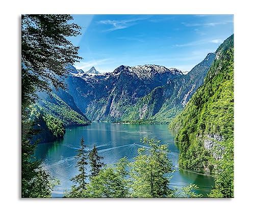 Blick auf den Königssee Herdabdeckplatte & Spritzschutz aus Echtglas | Für Herd-Kochfelder | 60x52 cm von Pixxprint