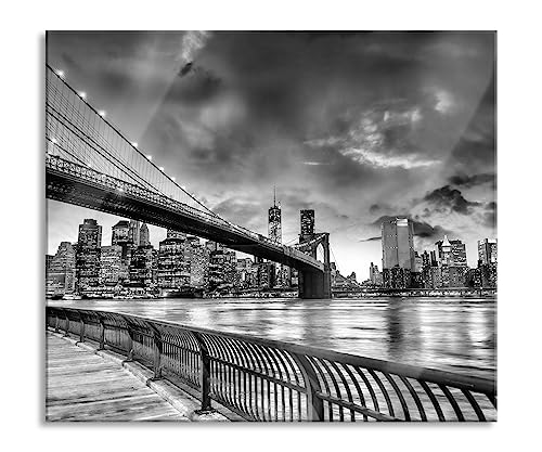 Brooklyn Bridge Park New York Herdabdeckplatte & Spritzschutz aus Echtglas | Für Herd-Kochfelder | 60x52 cm von Pixxprint