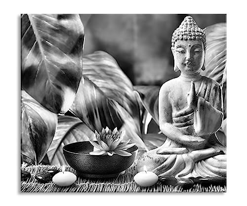 Buddha Statue Herdabdeckplatte & Spritzschutz aus Echtglas | Für Herd-Kochfelder | 60x52 cm von Pixxprint