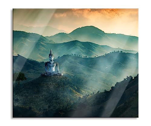 Buddha im Tal der Dunkelheit Herdabdeckplatte & Spritzschutz aus Echtglas | Für Herd-Kochfelder | 60x52 cm von Pixxprint