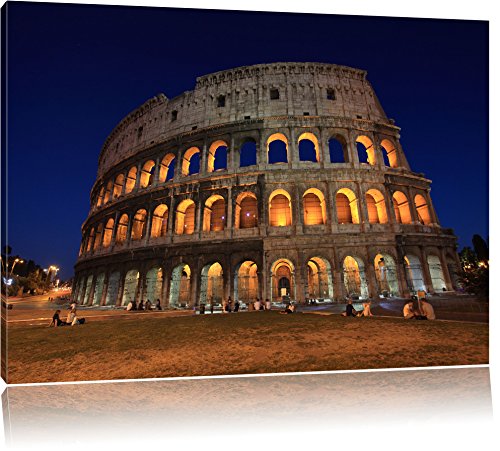 Colosseum in Rom Italien Italy Bild auf Leinwand, XXL riesige Bilder fertig gerahmt mit Keilrahmen. Kunstdruck auf Wandbild mit Rahmen. Günstiger als Gemälde oder Ölbild, kein Poster oder Plakat., Format:120x80 cm von Pixxprint