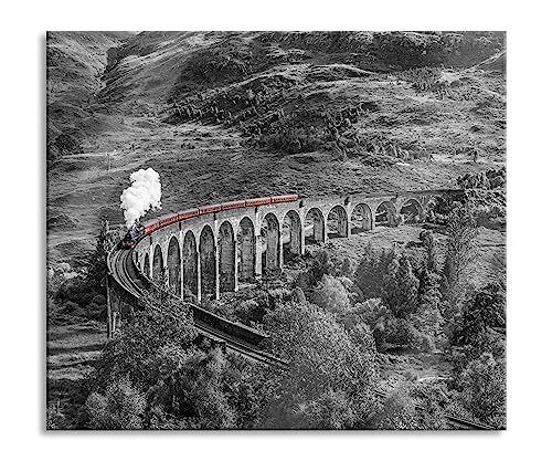 Eisenbahnviadukt in Schottland Herdabdeckplatte & Spritzschutz aus Echtglas | Für Herd-Kochfelder | 60x52 cm von Pixxprint