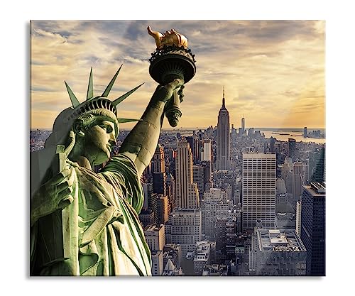 Freiheitsstatue in New York Herdabdeckplatte & Spritzschutz aus Echtglas | Für Herd-Kochfelder | 60x52 cm von Pixxprint