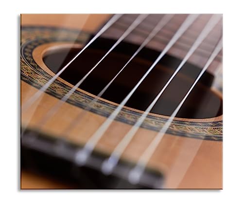 Gitarrensaiten Musik Herdabdeckplatte & Spritzschutz aus Echtglas | Für Herd-Kochfelder | 60x52 cm von Pixxprint