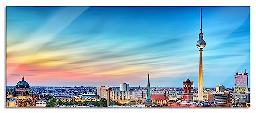 Glasbild Panorama | Wandbild aus Echtglas | Berlin City Panorama | 120x50 cm | inkl. Aufhängung und Abstandshalter von Pixxprint