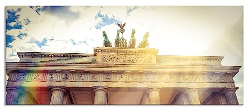 Glasbild Panorama | Wandbild aus Echtglas | Brandenburger Tor in Berlin | 120x50 cm | inkl. Aufhängung und Abstandshalter von Pixxprint