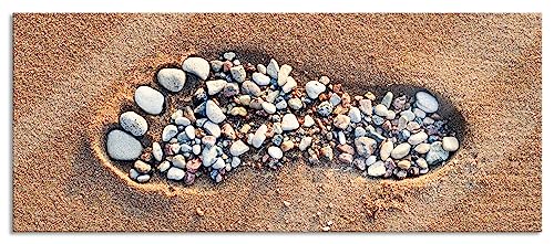 Glasbild Panorama | Wandbild aus Echtglas | Fußabdruck im Sand | 100x40 cm | inkl. Aufhängung und Abstandshalter von Pixxprint