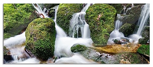 Glasbild Panorama | Wandbild aus Echtglas | Gertelbach im Schwarzwald | 100x40 cm | inkl. Aufhängung und Abstandshalter von Pixxprint