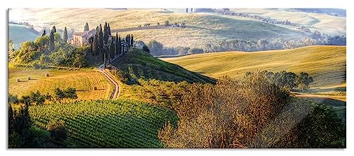 Glasbild Panorama | Wandbild aus Echtglas | Italienische Toskana Landschaft | 100x40 cm | inkl. Aufhängung und Abstandshalter von Pixxprint