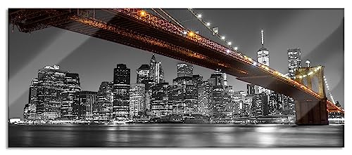 Glasbild Panorama | Wandbild aus Echtglas | Skyline von Manhattan | 120x50 cm | inkl. Aufhängung und Abstandshalter von Pixxprint