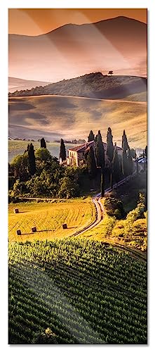 Glasbild Panorama | Wandbild aus Echtglas | Wunderschöne Toskana Landschaft | 120x50 cm | inkl. Aufhängung und Abstandshalter von Pixxprint