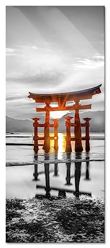 Glasbild Panorama | Wandbild aus Echtglas | schönes Torii in Miyajima | 100x40 cm | inkl. Aufhängung und Abstandshalter von Pixxprint