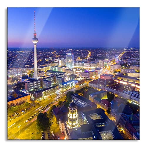 Glasbild | Wandbild auf Echtglas | Berlin City Panorama | 70x70 cm | inkl. Aufhängung und Abstandshalter von Pixxprint