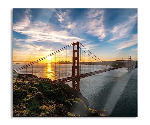 Golden Gate Bridge Herdabdeckplatte & Spritzschutz aus Echtglas | Für Herd-Kochfelder | 60x52 cm von Pixxprint