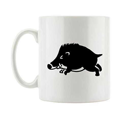Pixxprint J.Roxx Wildschwein Tasse, ca. 300ml Fassungsvermögen, Keramik Weiß, Spülmaschinenfest von Pixxprint