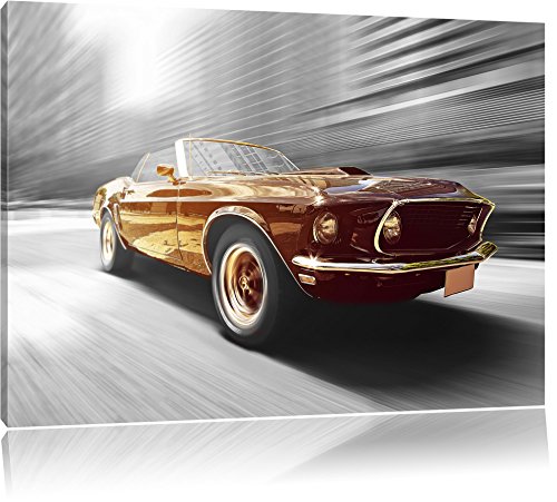 Mustang, Bild auf Leinwand, XXL riesige Bilder fertig gerahmt mit Keilrahmen, Kunstdruck auf Wandbild mit Rahmen, guenstiger als Gemaelde oder Bild, kein Poster oder Plakat, Format:100x70 cm von Pixxprint