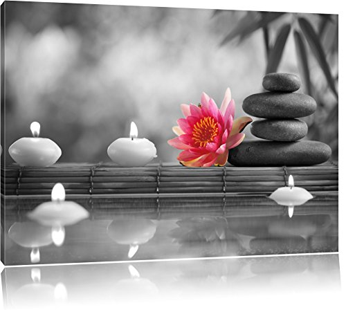 Pixxprint Seerose neben Zen Steinen und Kerzen B&W, Größe: 60x40cm, Leinwandbild, fertig gespannt, Wandbild, Dekoration, Kunstdruck, kein Poster Pixxprint Seerose neben Zen Steinen und Kerzen B&W, Größe: 60x40cm, Leinwandbild, fertig gespannt, Wandbild, Dekoration, Kunstdruck, kein Poster von Pixxprint