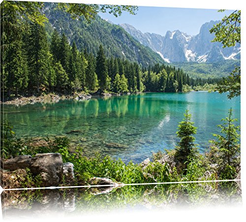 Pixxprint Wunderschöner See im Wald, Größe: 60x40cm, Leinwandbild, fertig gespannt, Wandbild, Dekoration, Kunstdruck, kein Poster Pixxprint Wunderschöner See im Wald, Größe: 60x40cm, Leinwandbild, fertig gespannt, Wandbild, Dekoration, Kunstdruck, kein Poster von Pixxprint