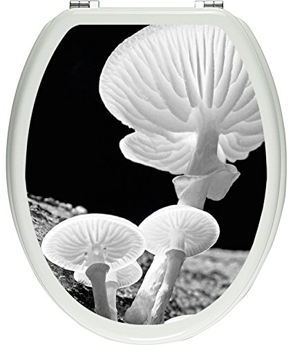 Pixxprint Dark weiße Pilze als Toilettendeckel Aufkleber, WC, Klodeckel - Maße: 32x40 cm, Gläzendes Material Toilettendeckelaufkleber, Vinyl, bunt, 40 x 32 x 0.02 cm von Pixxprint