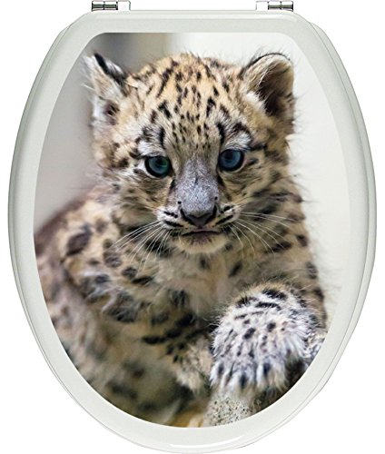 Pixxprint Leopardenjunges beim Klettern als Toilettendeckel Aufkleber, WC, Klodeckel - Maße: 32x40 cm, Gläzendes Material Toilettendeckelaufkleber, Vinyl, bunt, 40 x 32 x 0.02 cm von Pixxprint