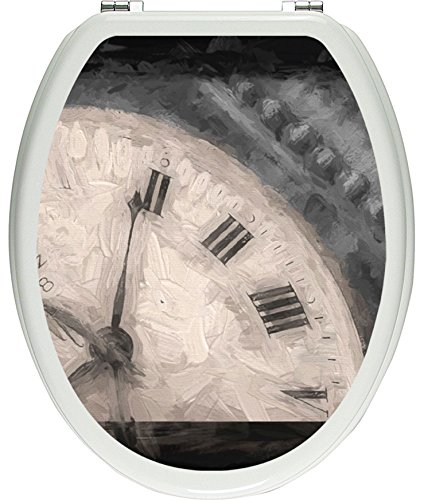 Pixxprint zarte rote Rose auf antiker Uhr schwarz/weiß als Toilettendeckel Aufkleber, WC, Klodeckel - Maße: 32x40 cm, Gläzendes Material Toilettendeckelaufkleber, Vinyl, bunt, 40 x 32 x 0.02 cm von Pixxprint
