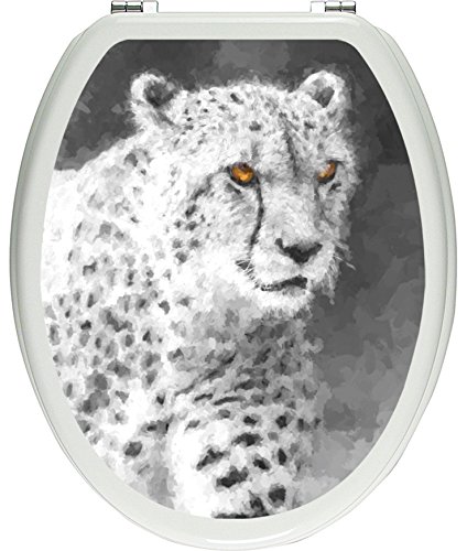 Pixxprint lauernder stolzer Gepard auf Wiese schwarz/weiß als Toilettendeckel Aufkleber, WC, Klodeckel - Maße: 32x40 cm, Gläzendes Material Toilettendeckelaufkleber, Vinyl, bunt, 40 x 32 x 0.02 cm von Pixxprint
