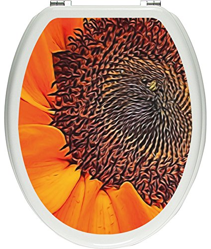 Pixxprint große anmutige Sonnenblume schwarz/weiß als Toilettendeckel Aufkleber, WC, Klodeckel - Maße: 32x40 cm, Gläzendes Material Toilettendeckelaufkleber, Vinyl, bunt, 40 x 32 x 0.02 cm von Pixxprint
