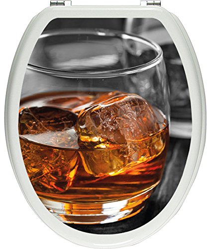 Pixxprint Gekühlter Whiskey im Glas schwarz/weiß als Toilettendeckel Aufkleber, WC, Klodeckel - Maße: 32x40 cm, Gläzendes Material Toilettendeckelaufkleber, Vinyl, bunt, 40 x 32 x 0.02 cm von Pixxprint